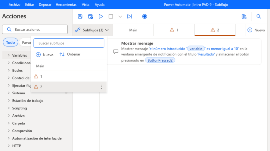 Qué son los subflujos en Power Automate Desktop y cuándo usarlos