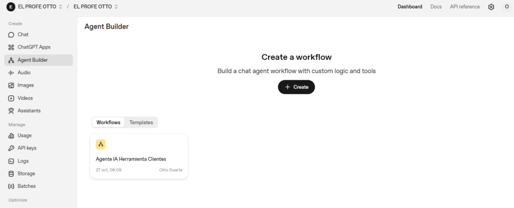 Agent Builder es una herramienta visual dentro de platform.openai.com