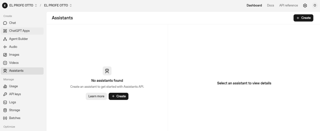 Assistants dentro de la OpenAI Platform